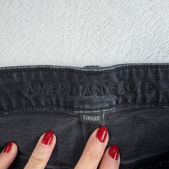 American Eagle 12 Long Super High Rise Ultra Wide Leg Jeans In Charcoal Strigid - Picture 8 of 16